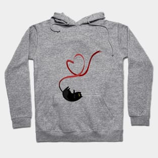 Black cat with heart ribbon Hoodie